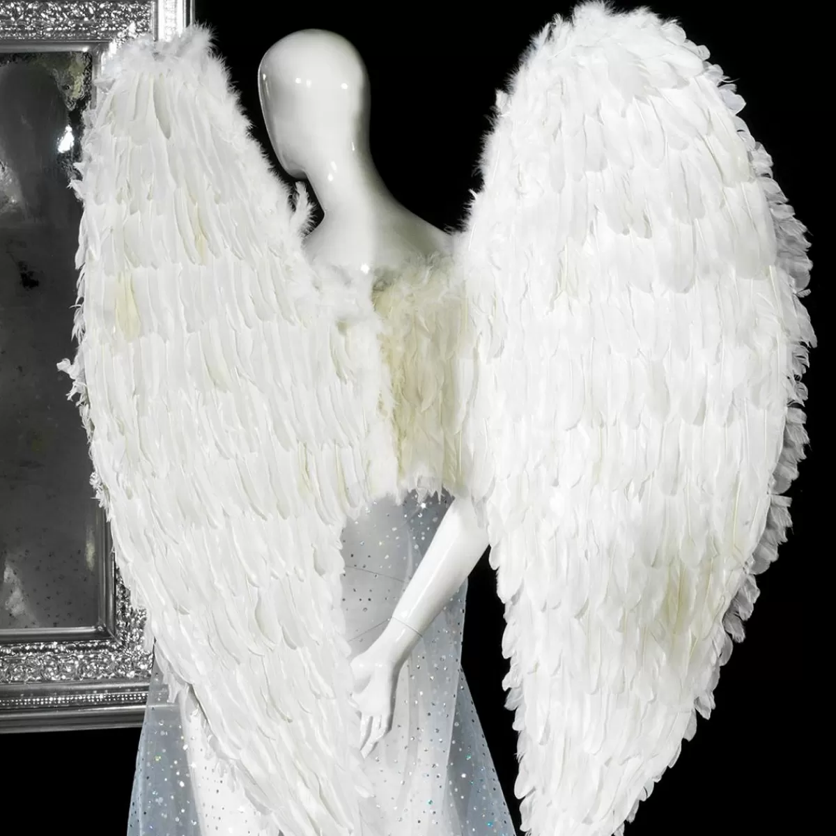 DecoWoerner Angel Wings Made Of Feathers, Length 120 Cm