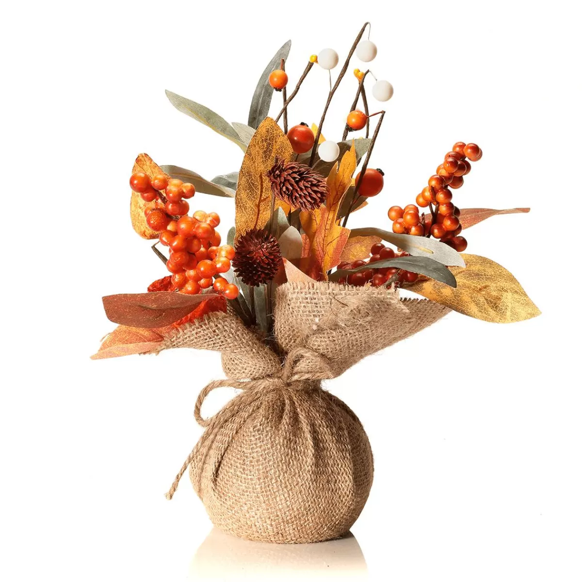 DecoWoerner Artificial Autumn Bundle In Jute Pot 10 X 26 Cm /brown