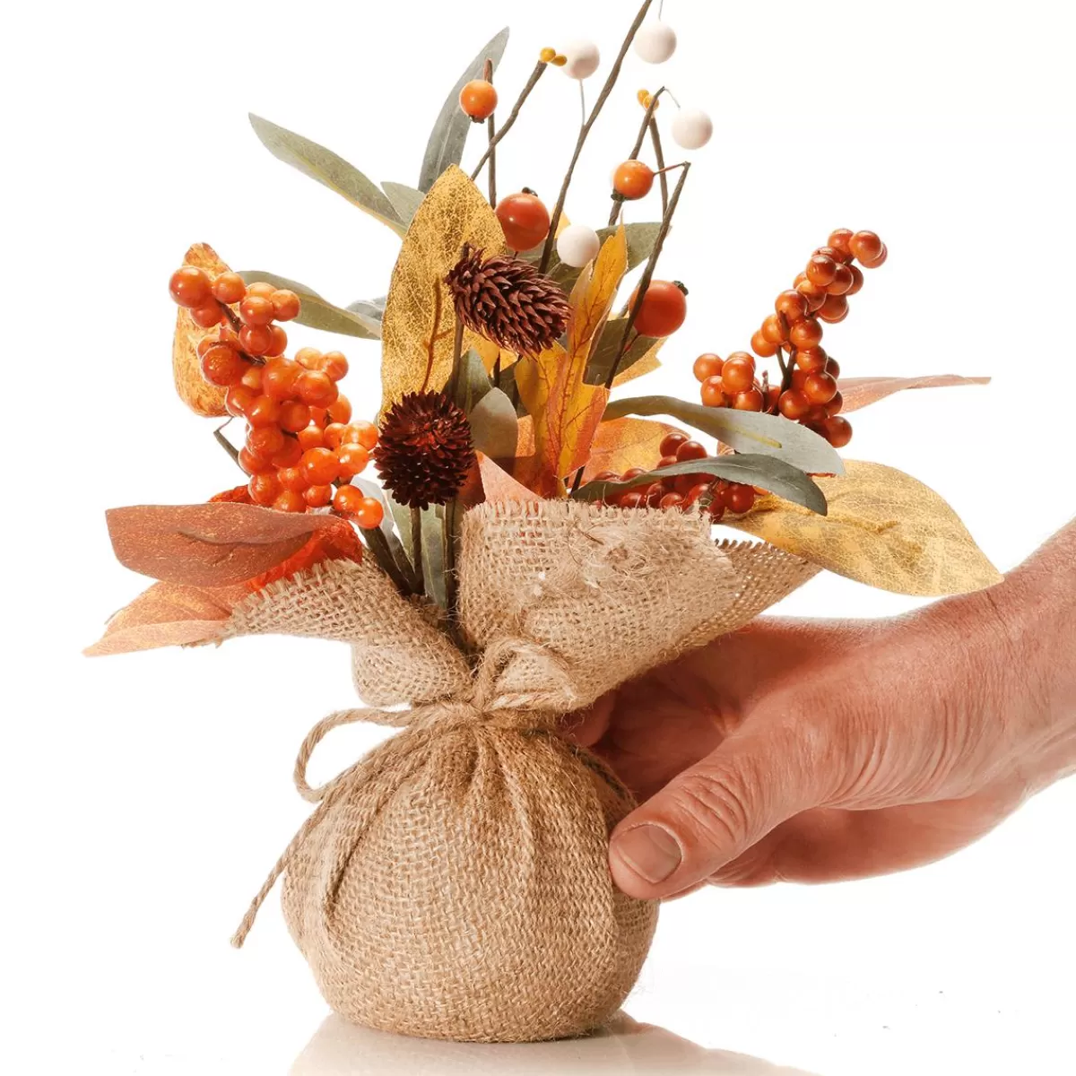 DecoWoerner Artificial Autumn Bundle In Jute Pot 10 X 26 Cm /brown