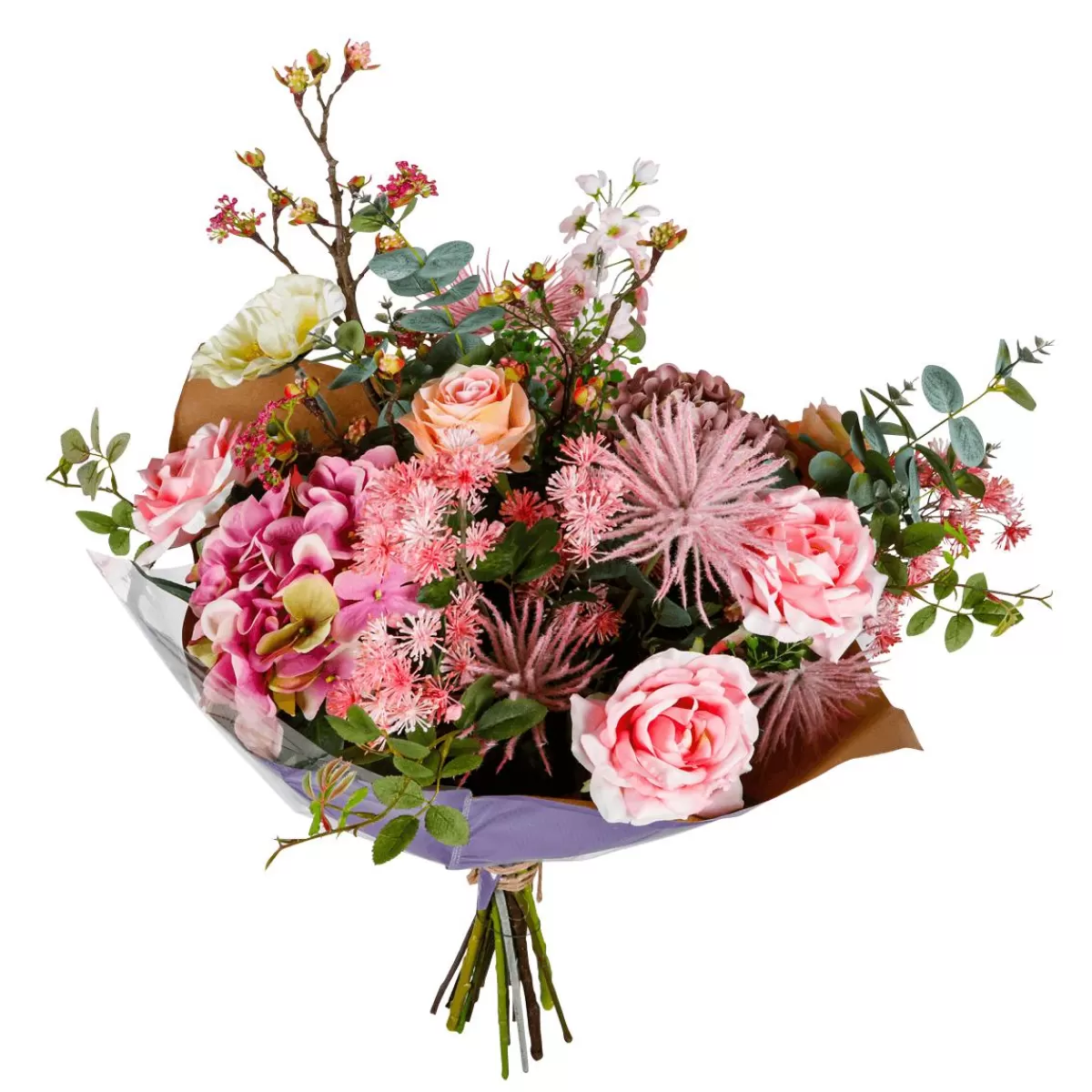 DecoWoerner Artificial Bouquet Mix With Roses, Hydrangeas And Meadow Flowers 75 Cm