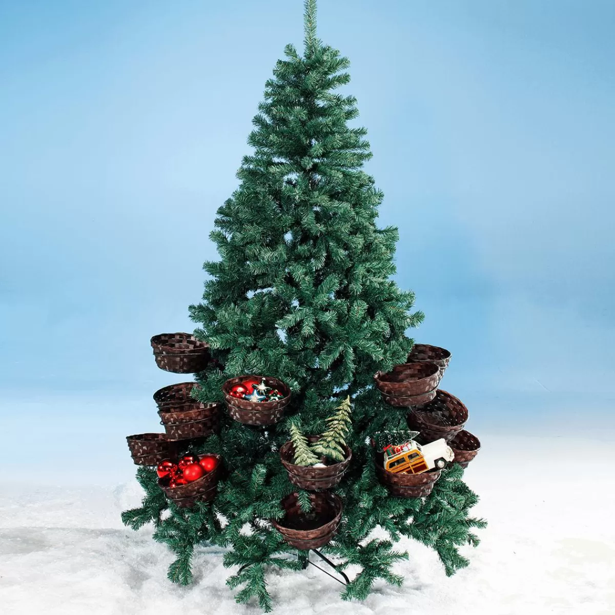 DecoWoerner Artificial Christmas Tree With 20 Baskets For Gifts And Merchandise 195 Cm