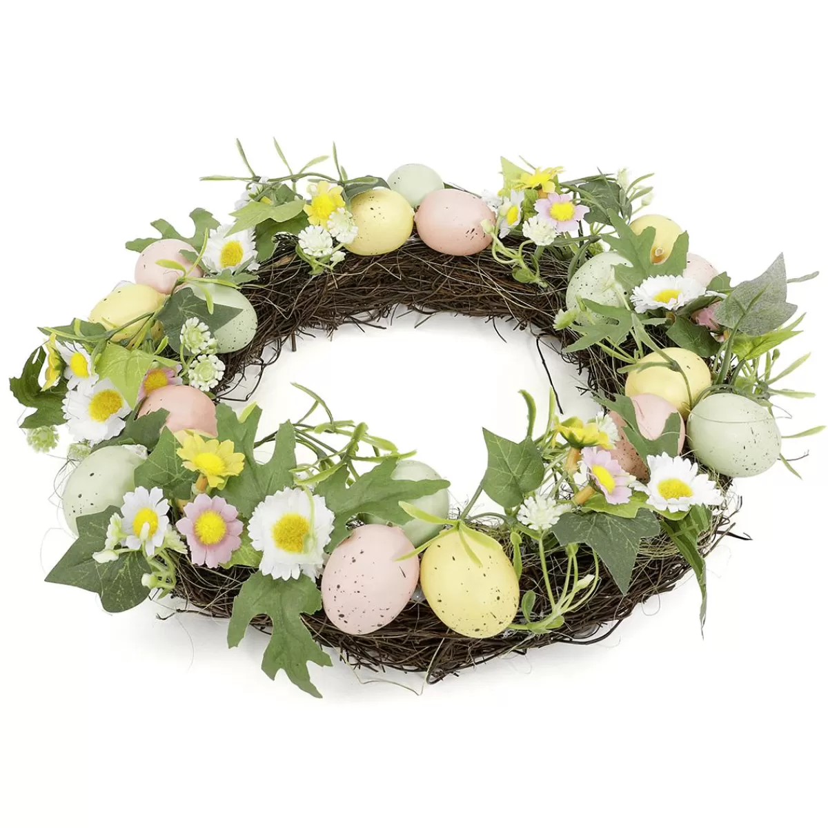 DecoWoerner Artificial Easter Egg Wreath In Pastel Colors 32 Cm Ø