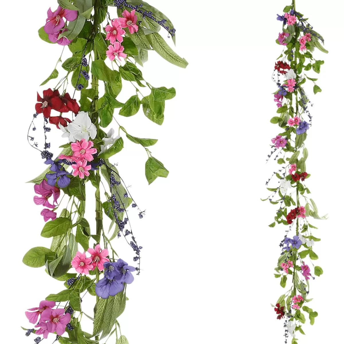 DecoWoerner Artificial Field Flower Garland Flower Vine Pink Purple 158 Cm