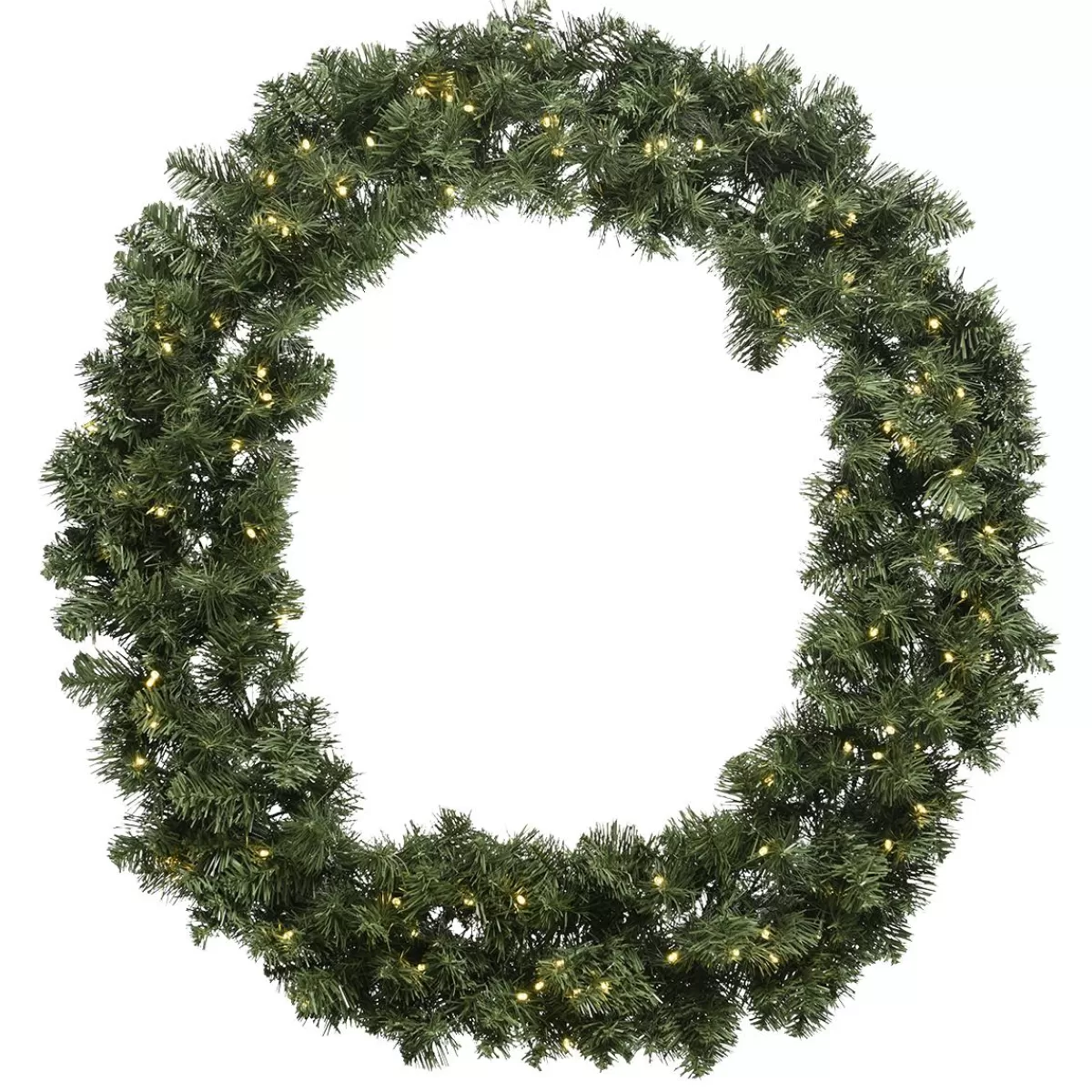 DecoWoerner Artificial Fir Wreath With LED Warm White IP44, 60 Cm Ø