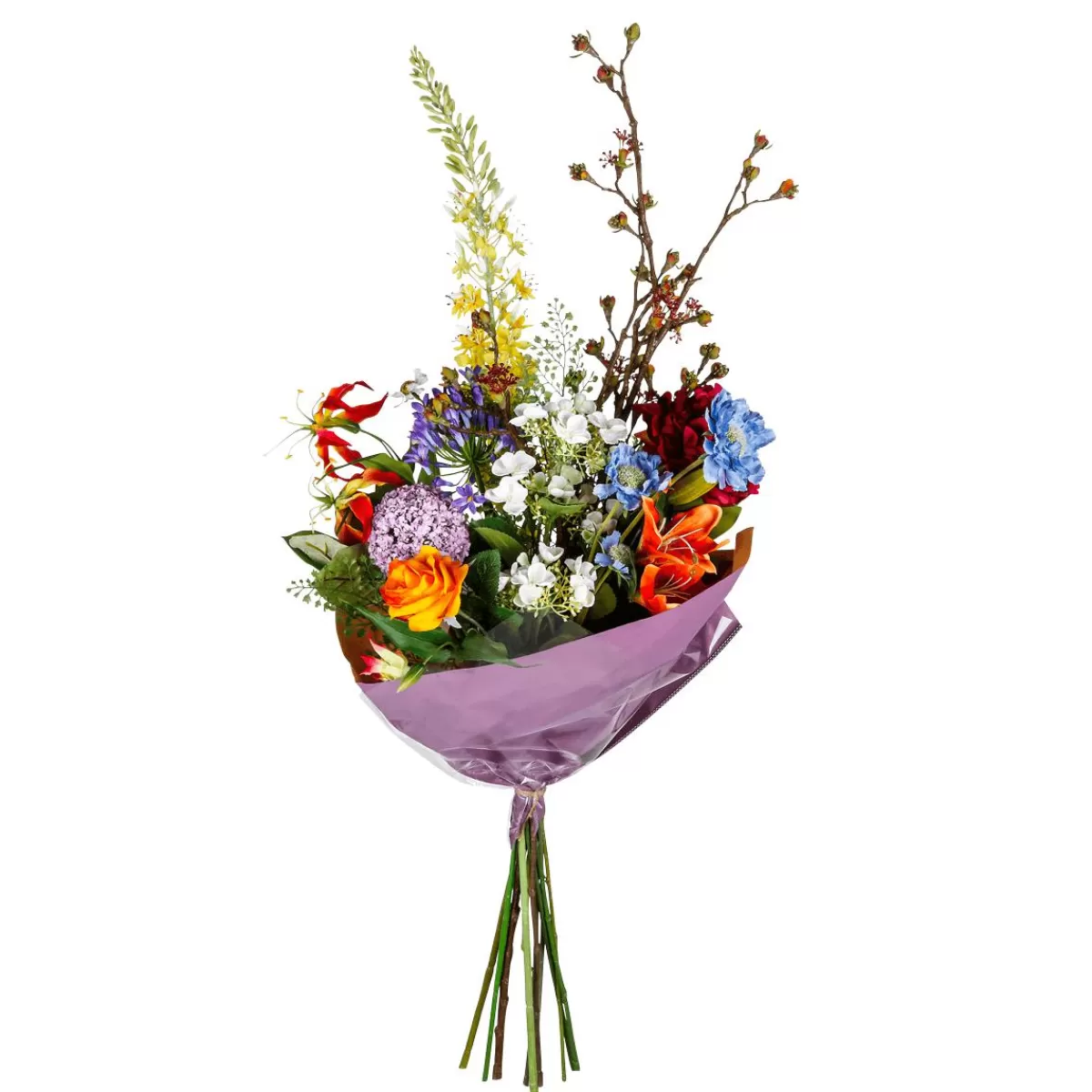 DecoWoerner Artificial Flower Mix Bouquet Orange Blue White 104 Cm