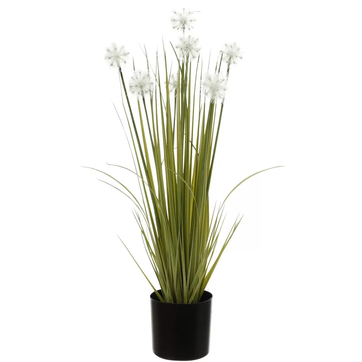 DecoWoerner Artificial Grass With Dandelions In Black Pot 70 Cm