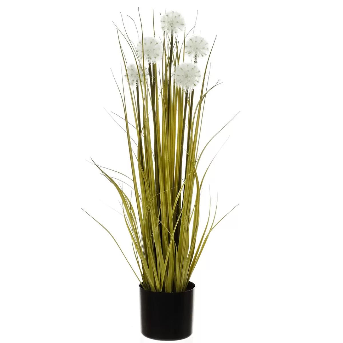 DecoWoerner Artificial Grass With Dandelions In Black Pot 85 Cm