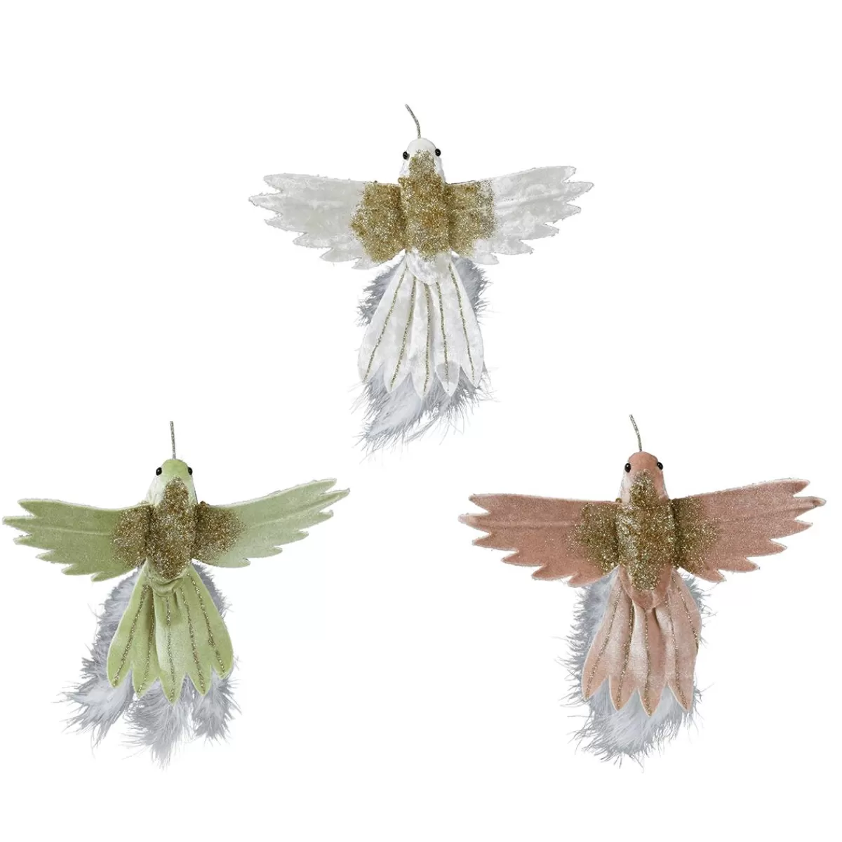 DecoWoerner Artificial Hummingbirds With Clip 23 Cm, 3 Pieces