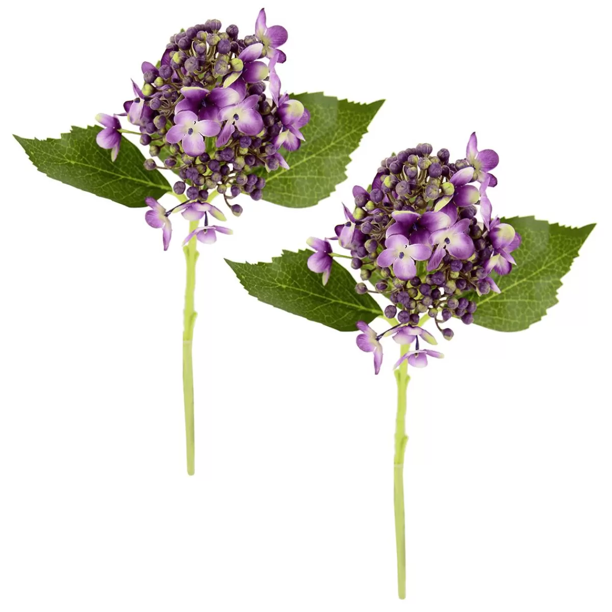 DecoWoerner Artificial Hydrangea Flowers Purple, 39 Cm, 2 Pieces