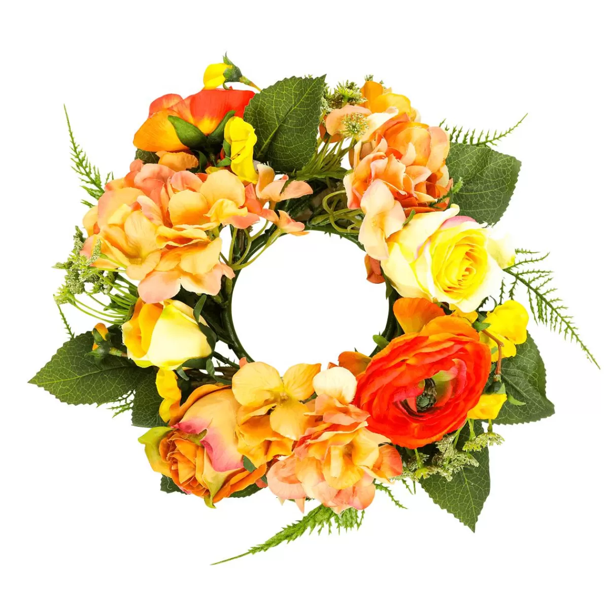 DecoWoerner Artificial Hydrangea Rose Flower Door Wreath 30 Cm Ø