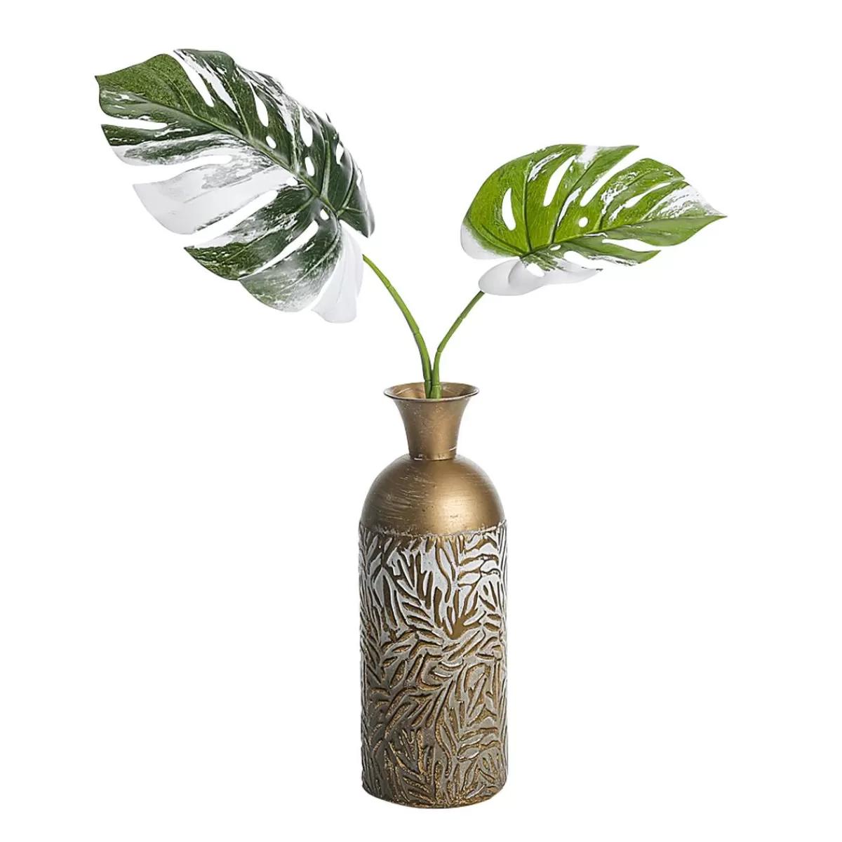 DecoWoerner Artificial Monstera Deliciosa Albo Variegata Leaves-Branch 85 Cm