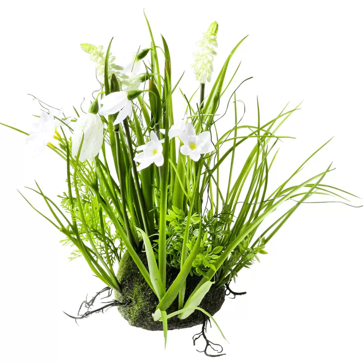 DecoWoerner Artificial Moss Hemisphere With Spring Flowers, , 30 Cm