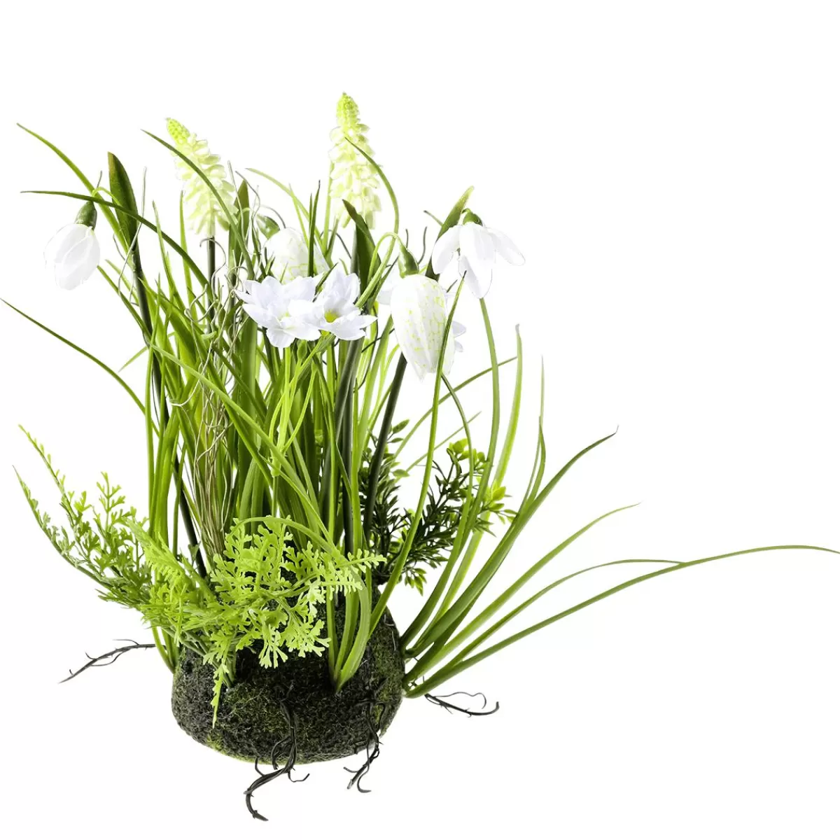 DecoWoerner Artificial Moss Hemisphere With Spring Flowers, , 30 Cm