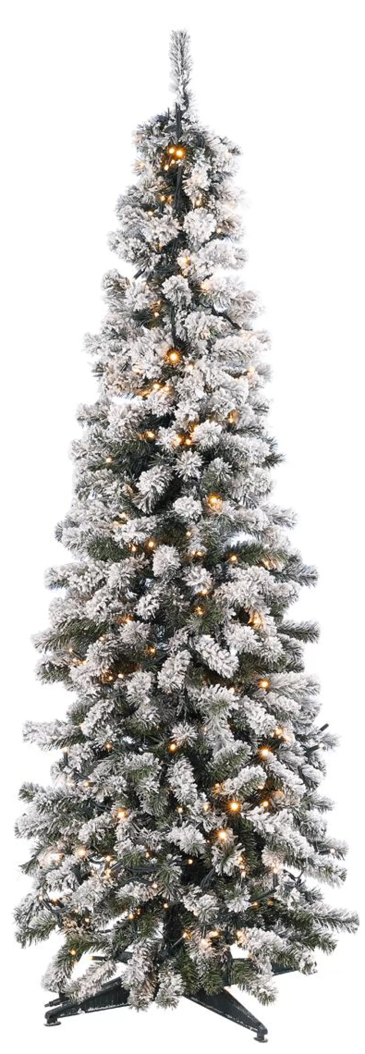 DecoWoerner Artificial, Narrow Fir Tree, Snow-covered With LED 150 Cm