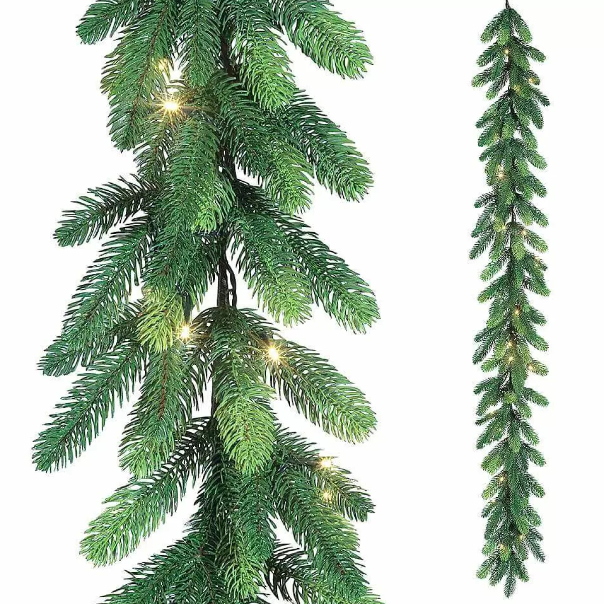 DecoWoerner Artificial PE Fir Garland With LED, 270 Cm