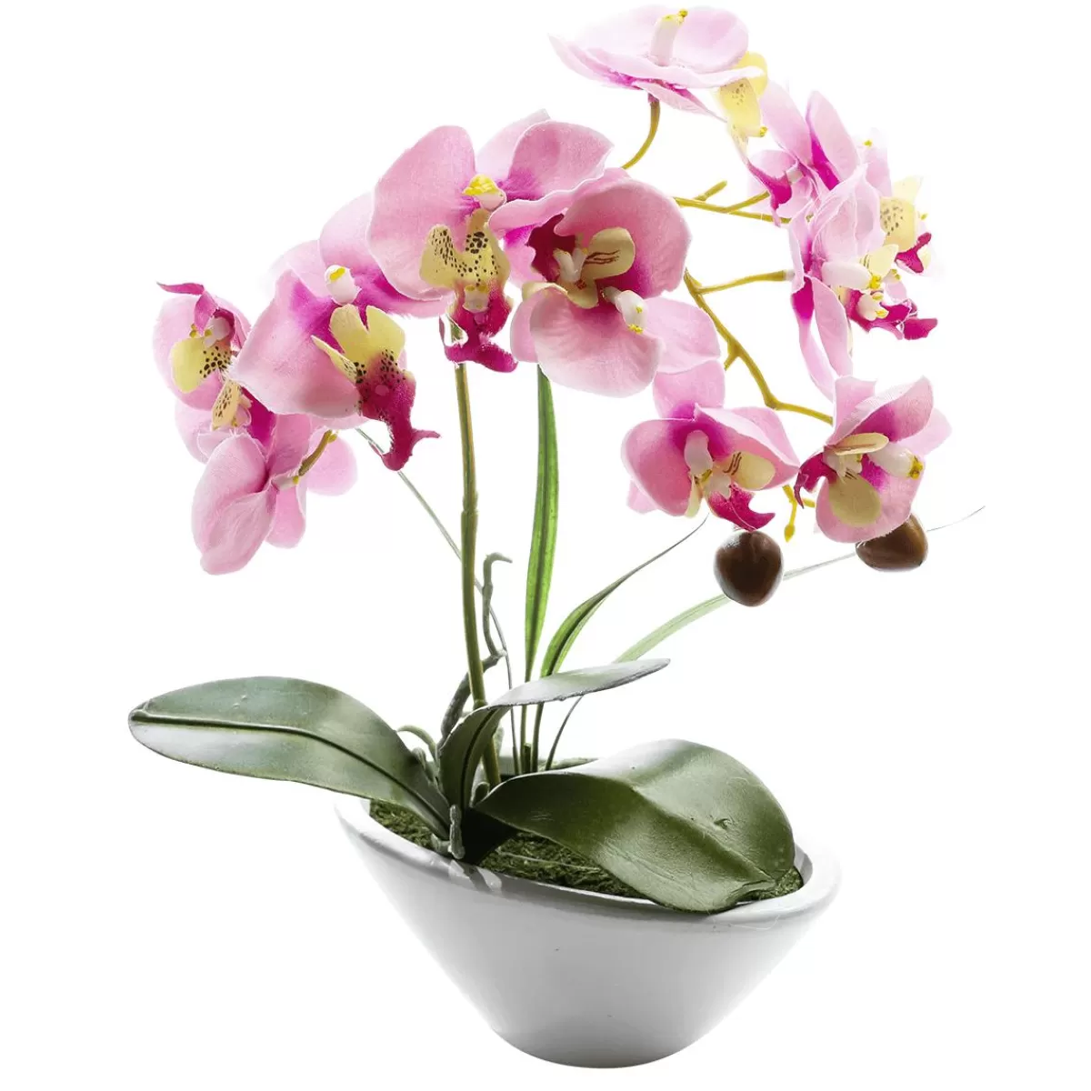 DecoWoerner Artificial Plant Orchid In Pot Rose, 28 Cm