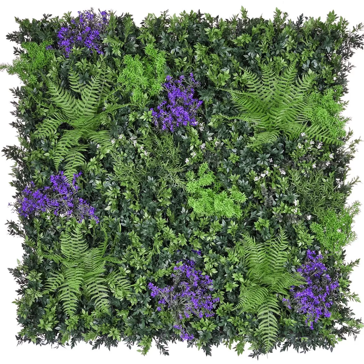 DecoWoerner Artificial Plant Panel MIX Fern With Purple Blossoms B1