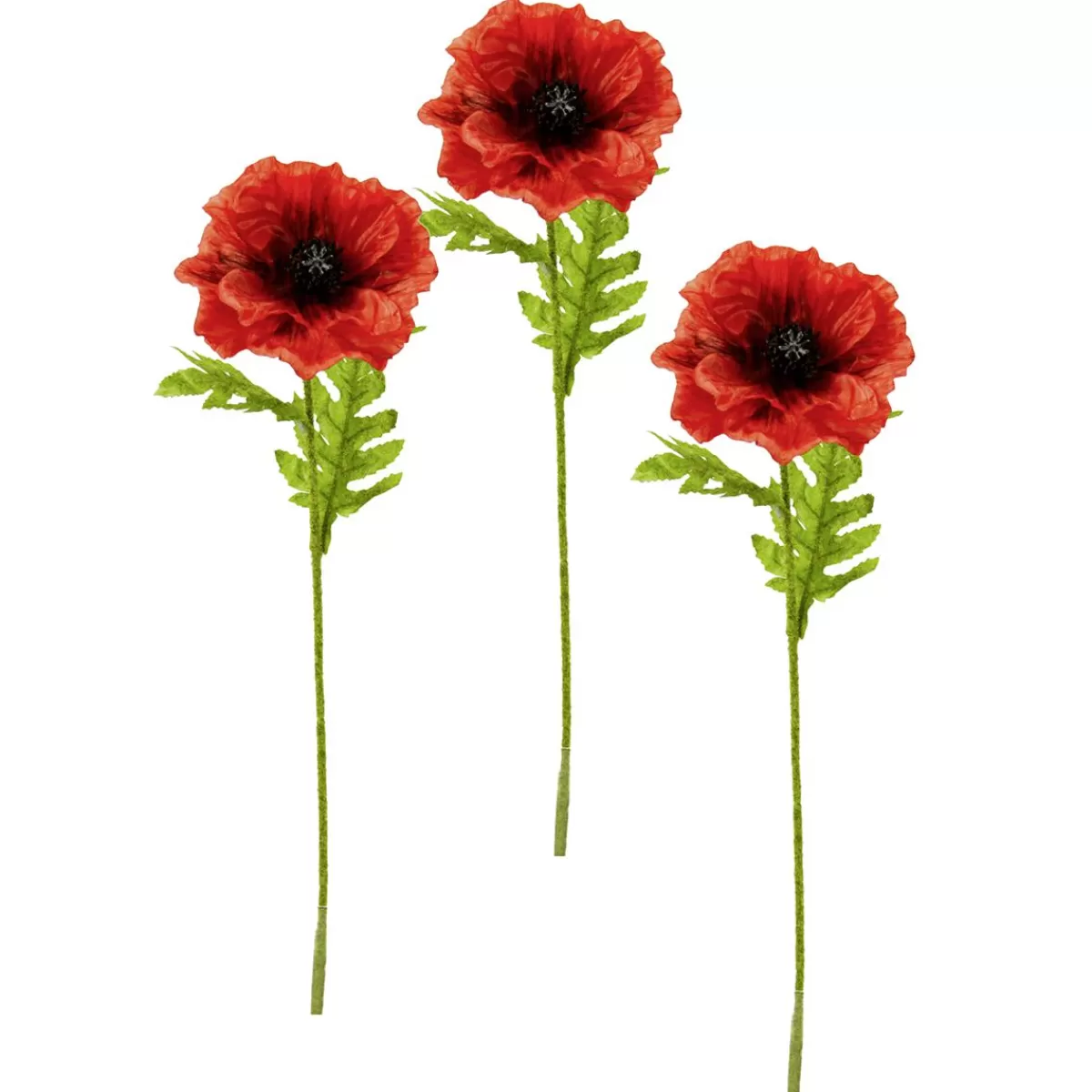 DecoWoerner Artificial Poppy Flower Set Of 3 In