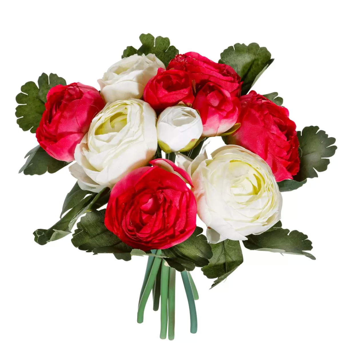 DecoWoerner Artificial Ranunculus Bouquet Red, White 16 X 16 X 24 Cm (W X L X H)