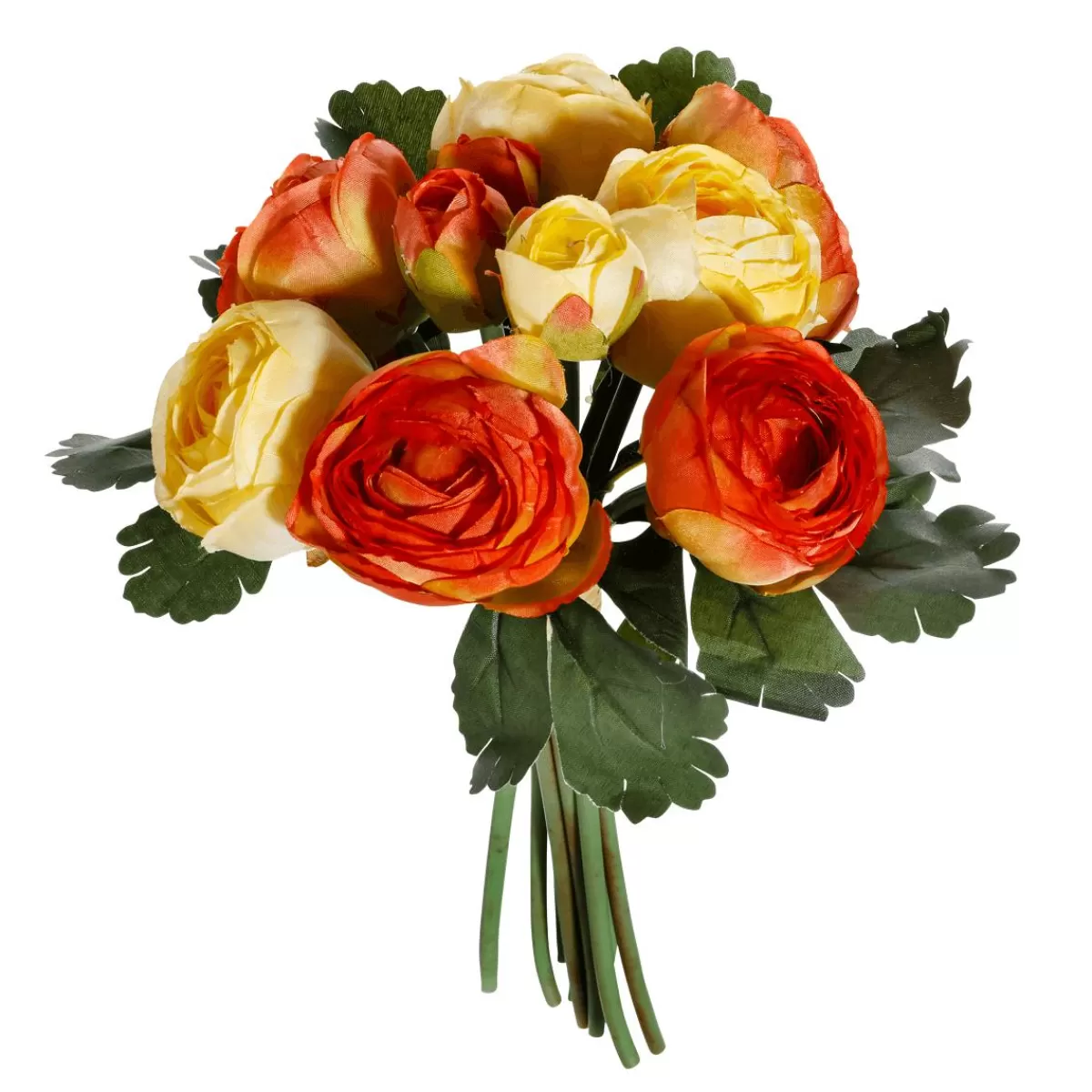 DecoWoerner Artificial Ranunculus Bouquet Red, Yellow 16 X 16 X 24 Cm (W X L X H)