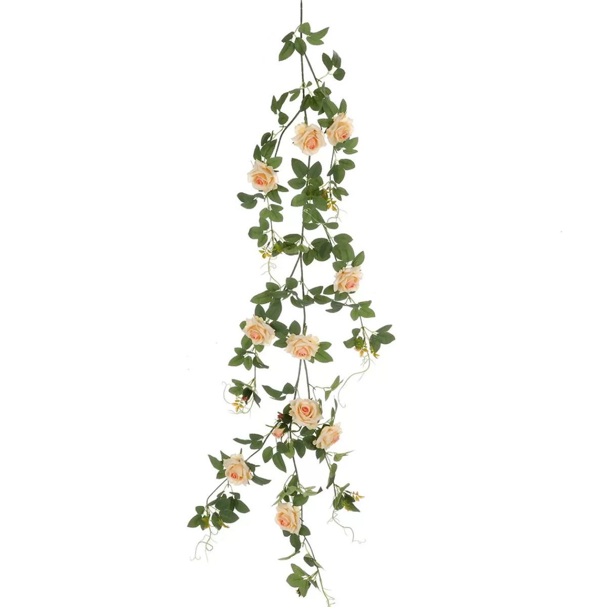 DecoWoerner Artificial Rose Vine Apricot 125 Cm With Hoes