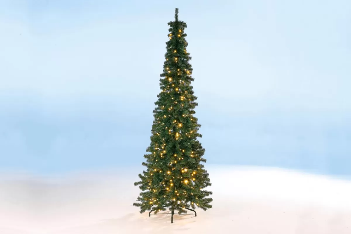 DecoWoerner Artificial Slender Fir Tree With LED 180 Cm