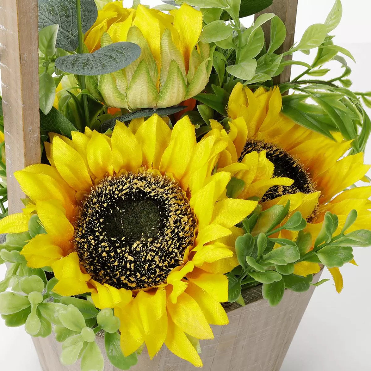 DecoWoerner Artificial Sunflowers In Basket 31 Cm