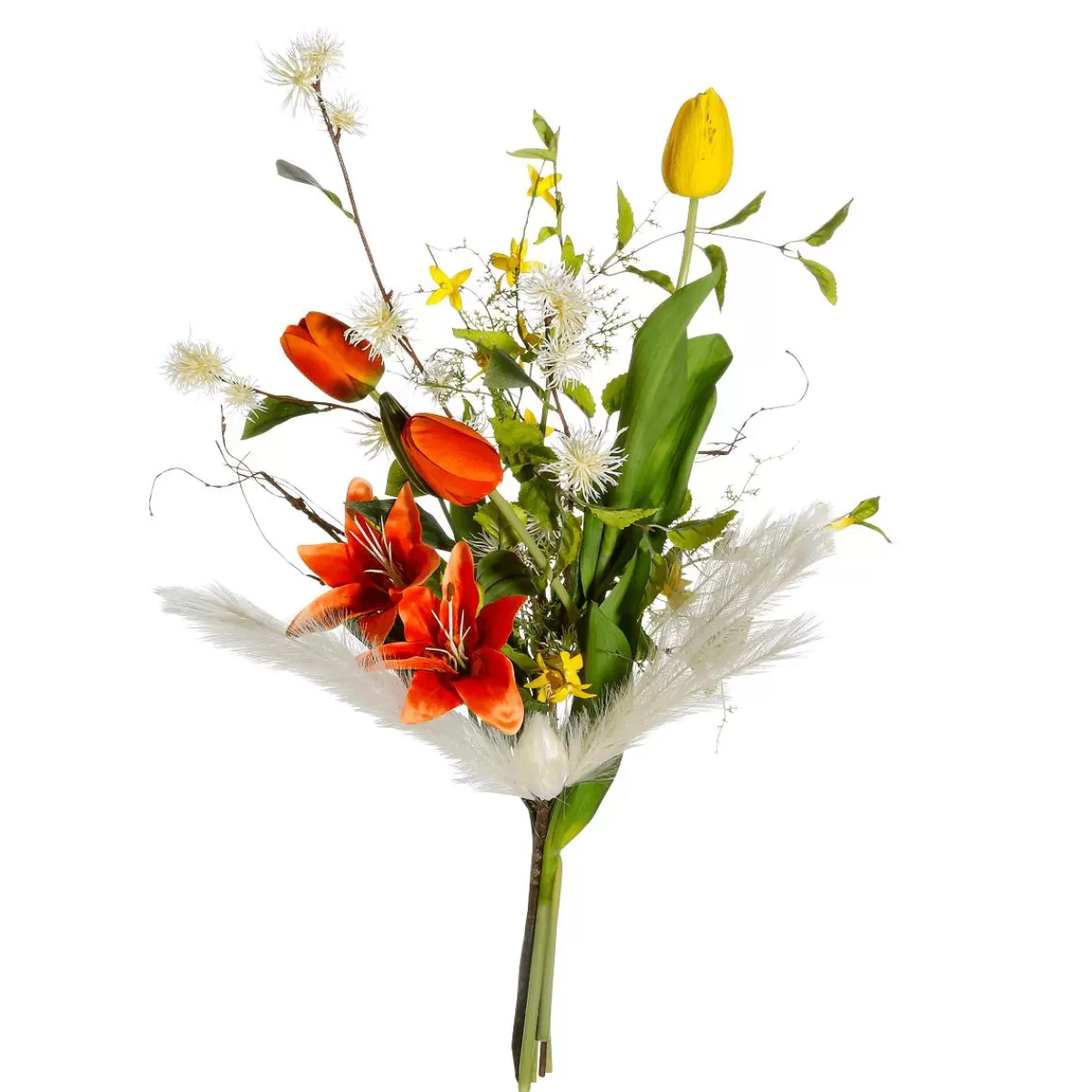 DecoWoerner Artificial Tulip Bouquet Mix , White, Yellow 75 Cm