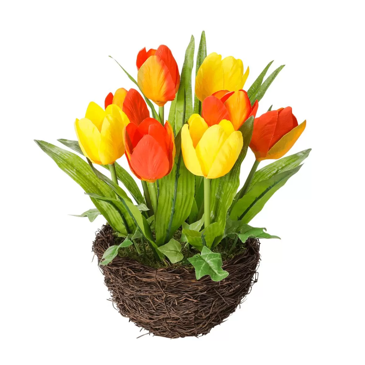 DecoWoerner Artificial Tulips In Basket , 25 Cm