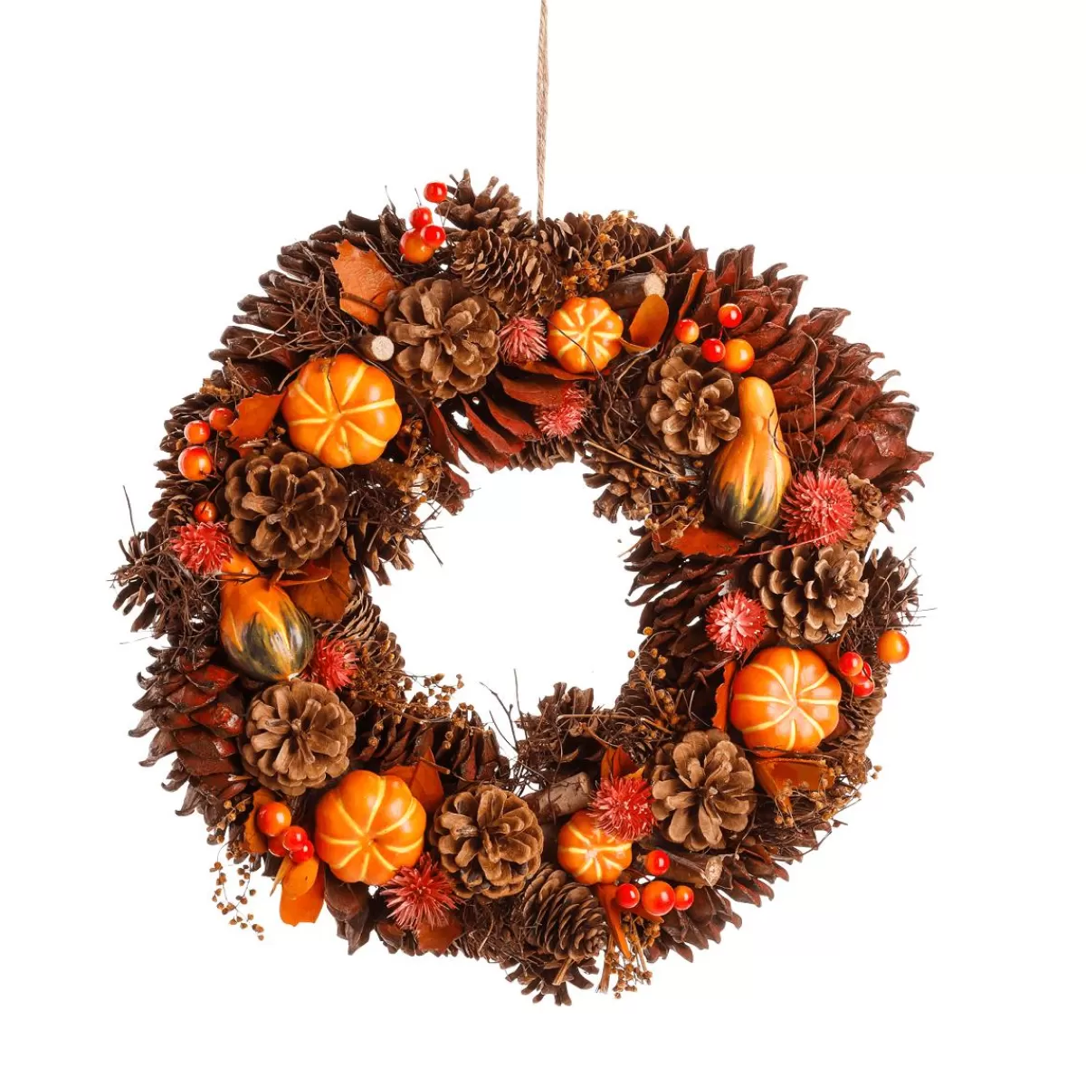 DecoWoerner Autumn Cone Wreath Orange 38 Cm Ø