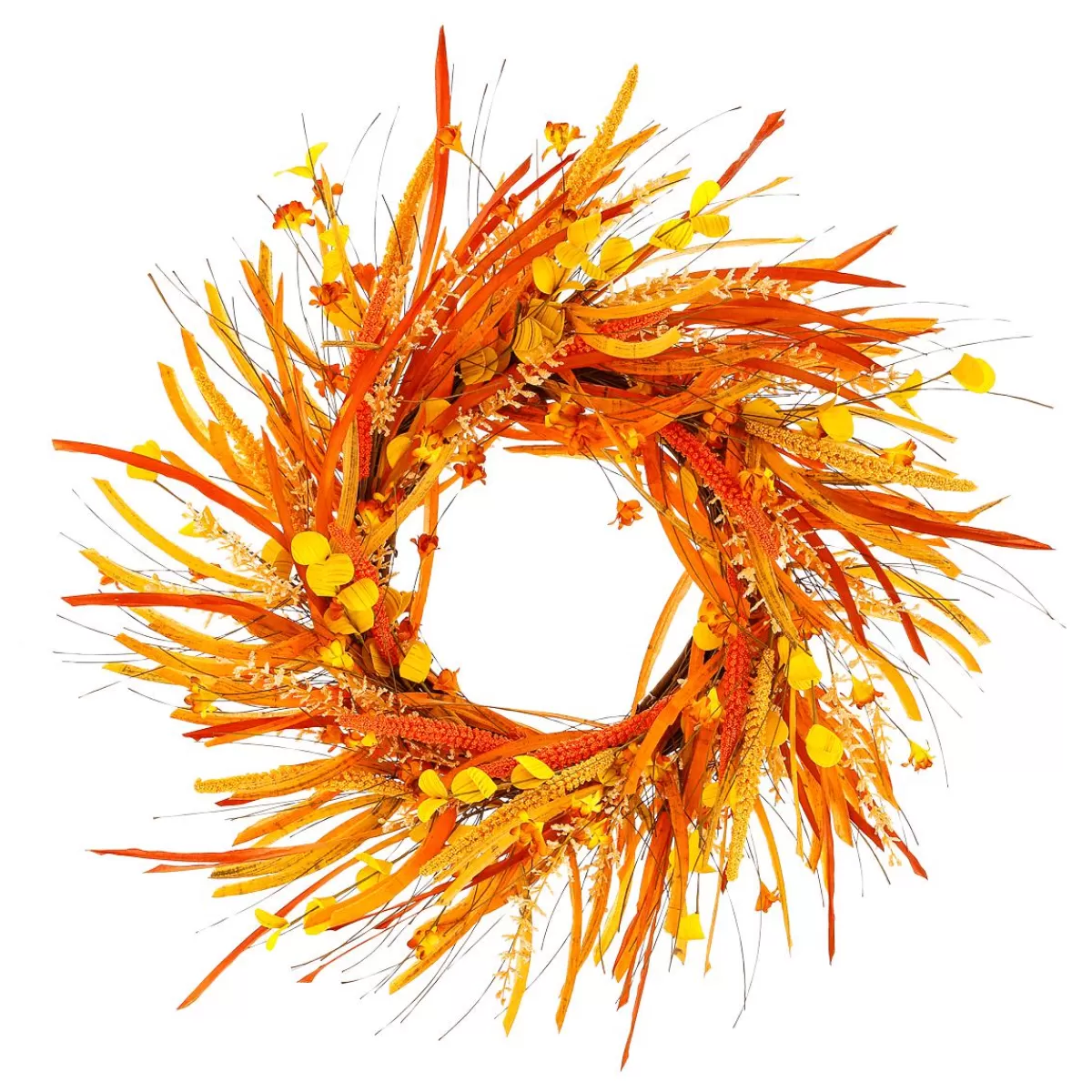 DecoWoerner Autumn XL Decorative Wreath "Autumn Mix" Ø 55 Cm Yellow