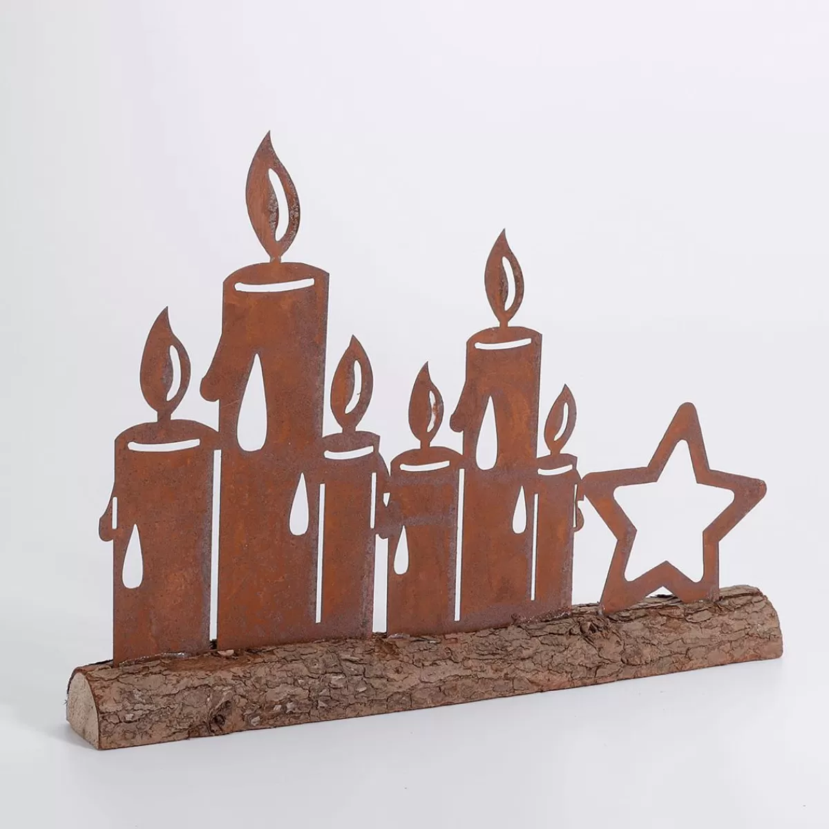 DecoWoerner Burning Candles Silhouette With Patina Rust 31 Cm Brown