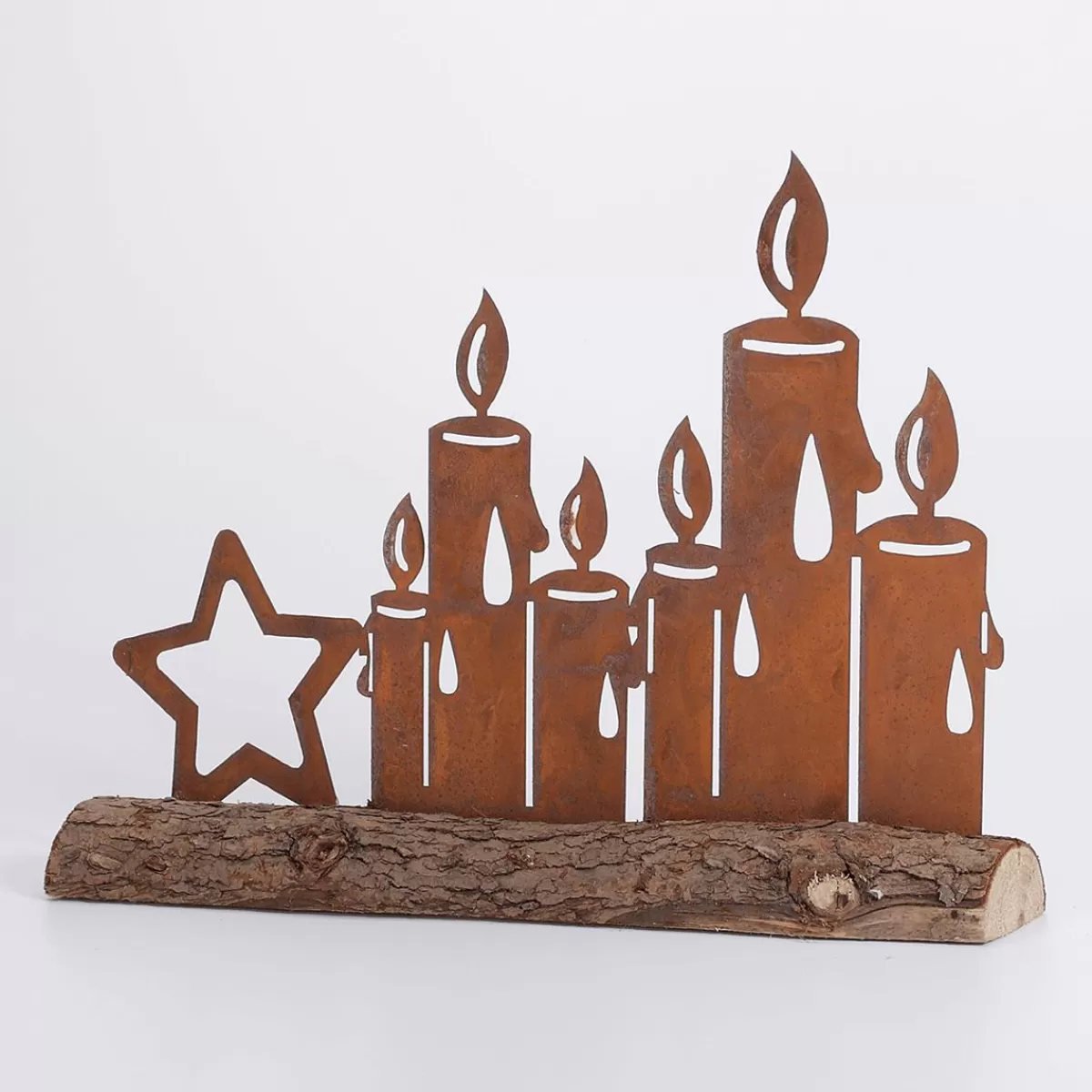 DecoWoerner Burning Candles Silhouette With Patina Rust 31 Cm Brown