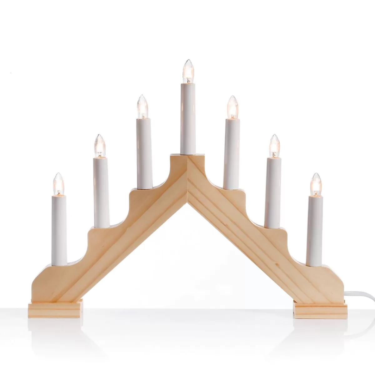 DecoWoerner Candle Arch Advent Candlestick, 7 Flames Made Of Wood 37 X 4 X 30 Cm (W X D X H)