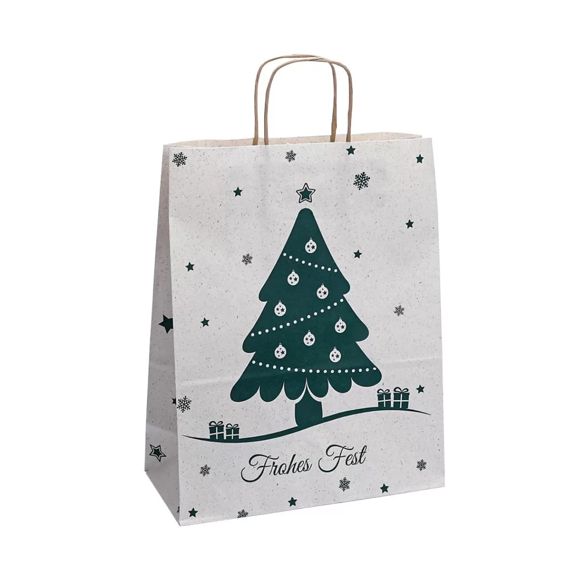 DecoWoerner Carrier Bag Christmas Tree, Grass Paper, 34 X 26 X 12 Cm, 50 Pieces