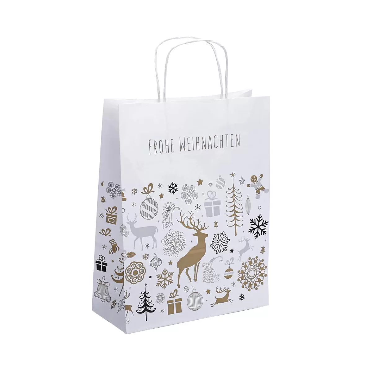 DecoWoerner Carrier Bag Winter Dream, 32 X 24 X 11 Cm, 50 Pcs.