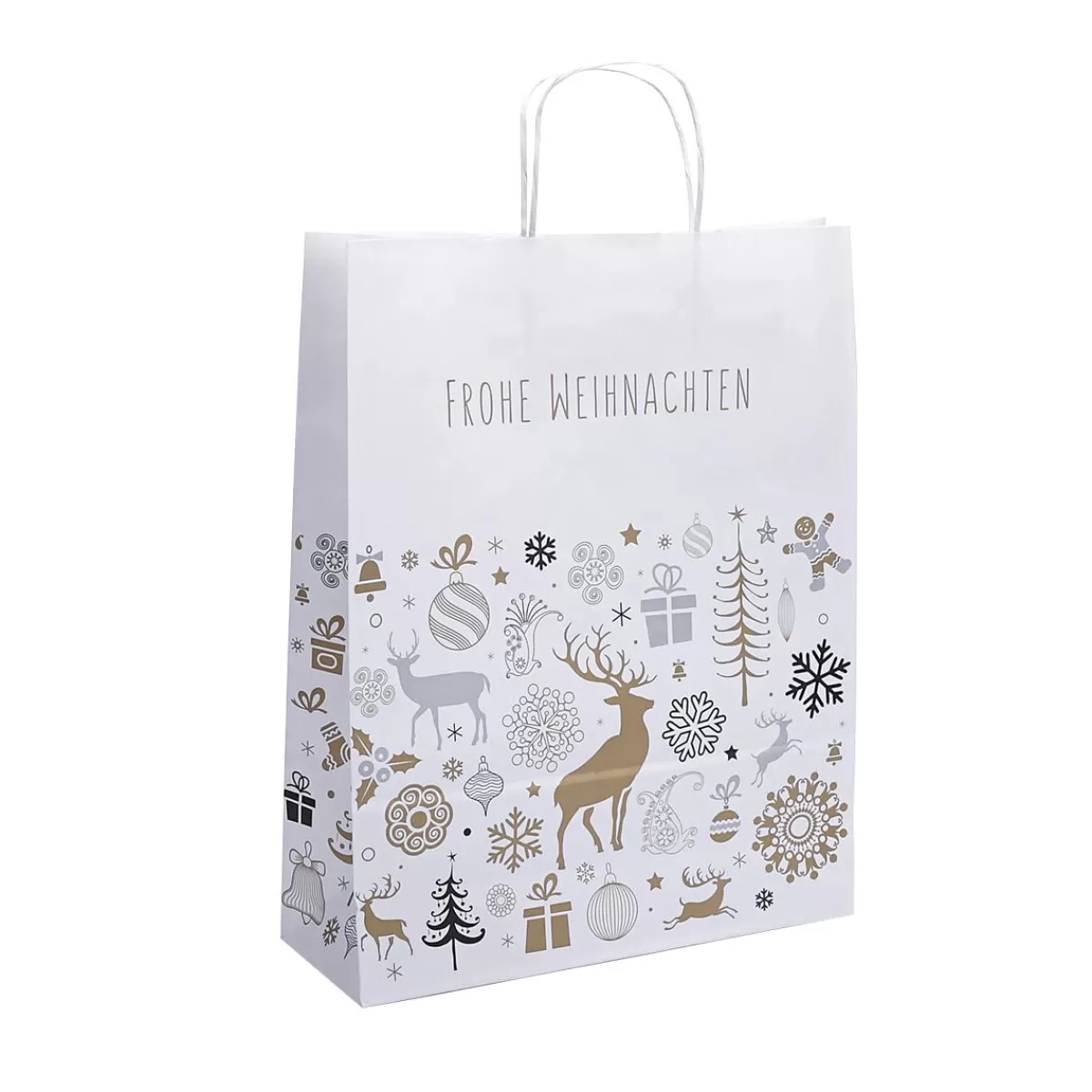 DecoWoerner Carrier Bag Winter Dream, 41 X 32 X 12 Cm, 50 Pcs.