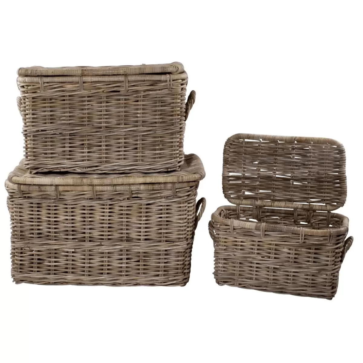 DecoWoerner Chest Set Made Of Rattan 3 Pcs.