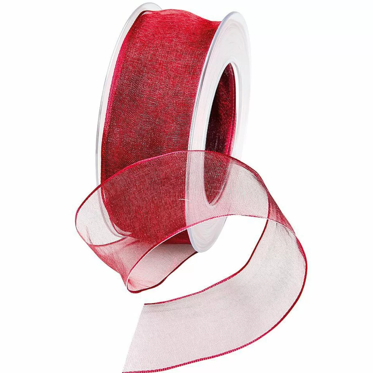 DecoWoerner Chiffon Ribbon With Wire Bordeaux Width 40 Mm