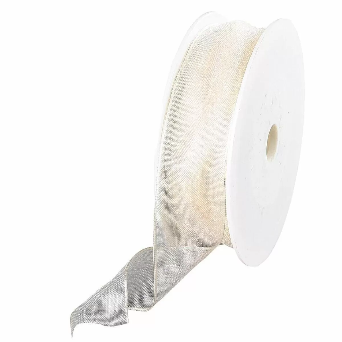 DecoWoerner Chiffon Ribbon With Wire Cream Width 25 Mm