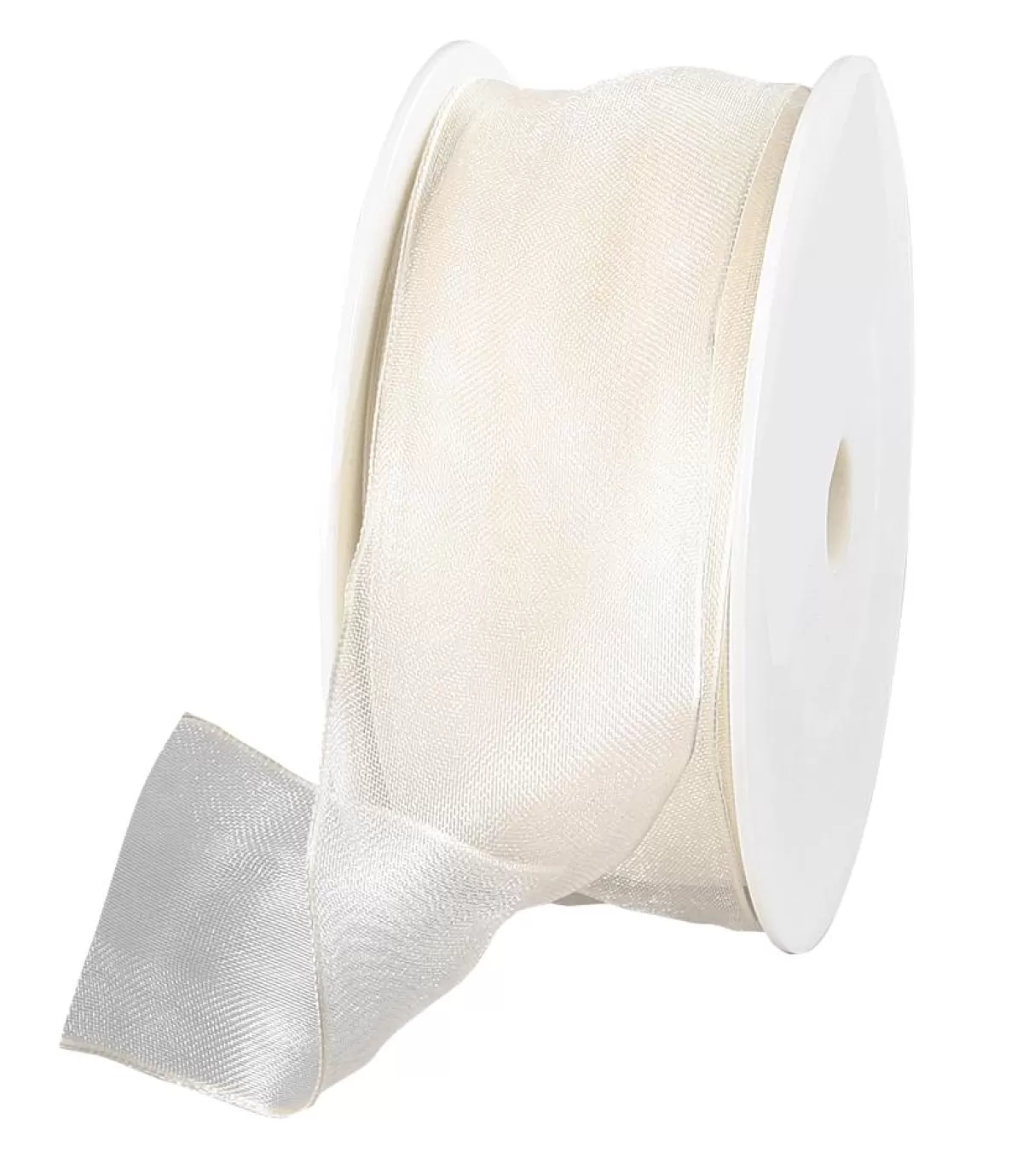 DecoWoerner Chiffon Ribbon With Wire Cream Width 40 Mm