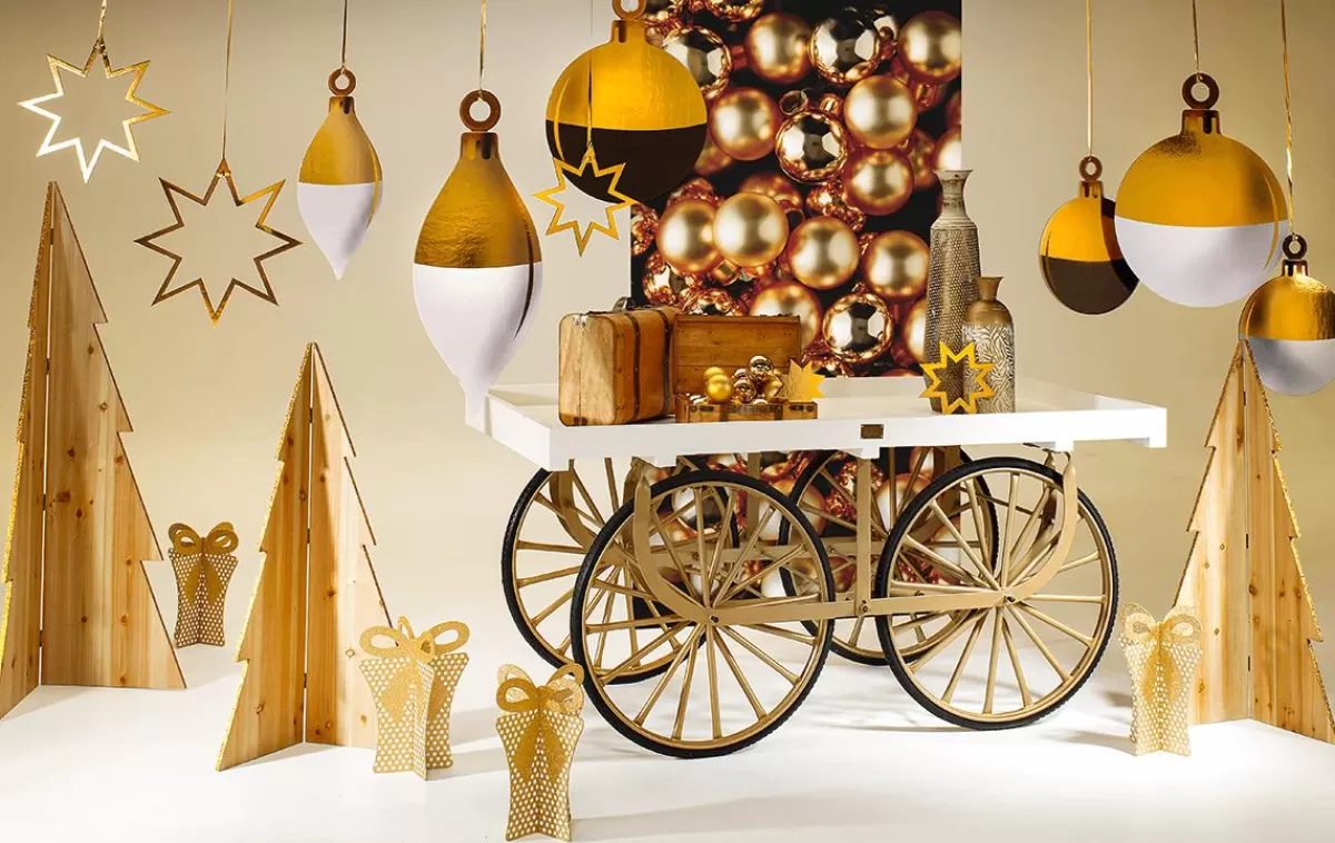 DecoWoerner Christmas Ball Display In Drop Shape 37 X 81 Cm Gold