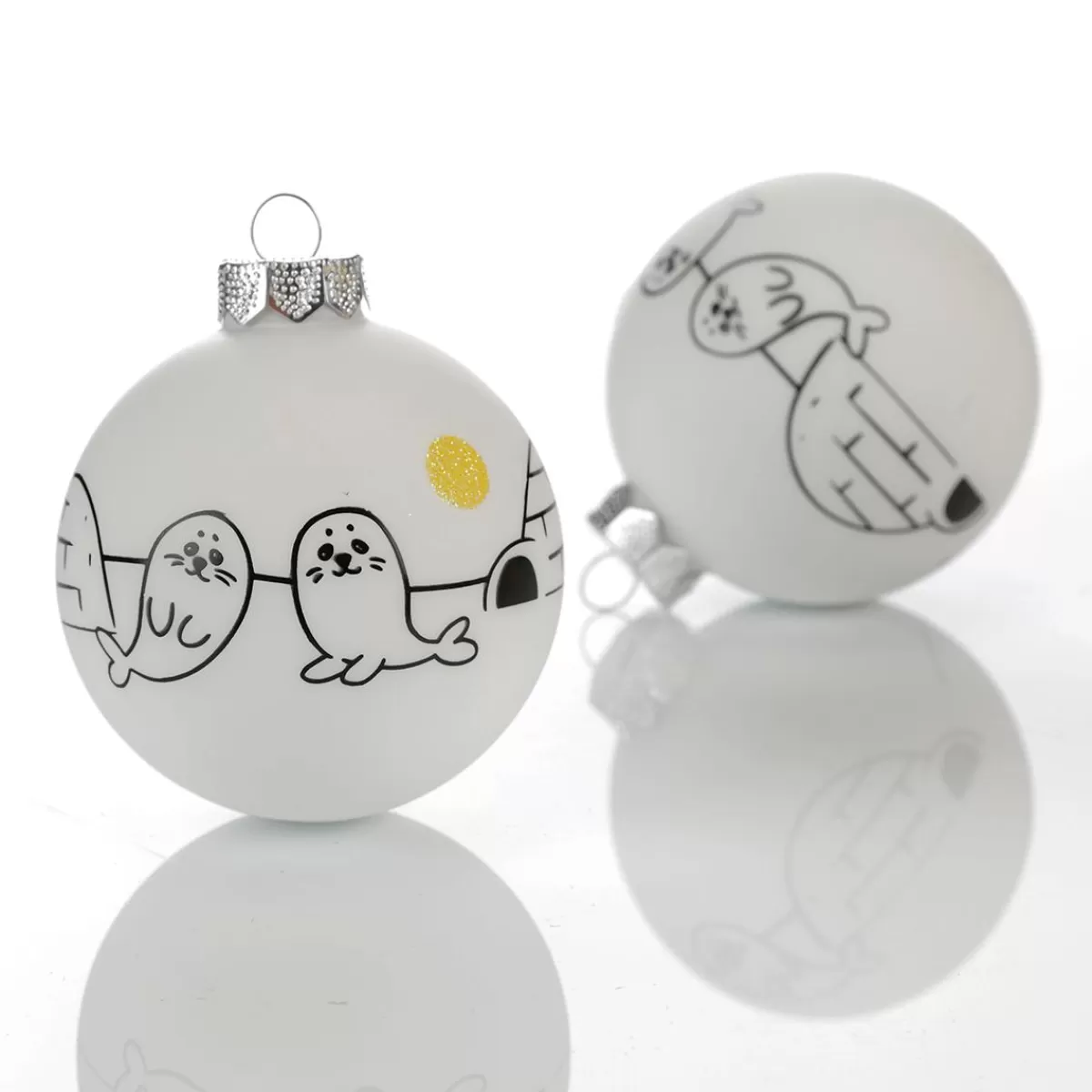 DecoWoerner Christmas Baubles Made Of Glass "Arctic" 8 Cm, 12 Pcs