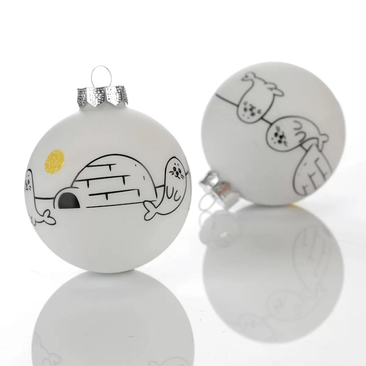 DecoWoerner Christmas Baubles Made Of Glass "Arctic" 8 Cm, 12 Pcs