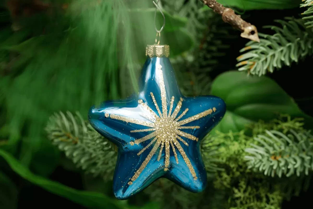 DecoWoerner Christmas Hanger "Star" Made Of Glass 8 Cm, 12 Pcs