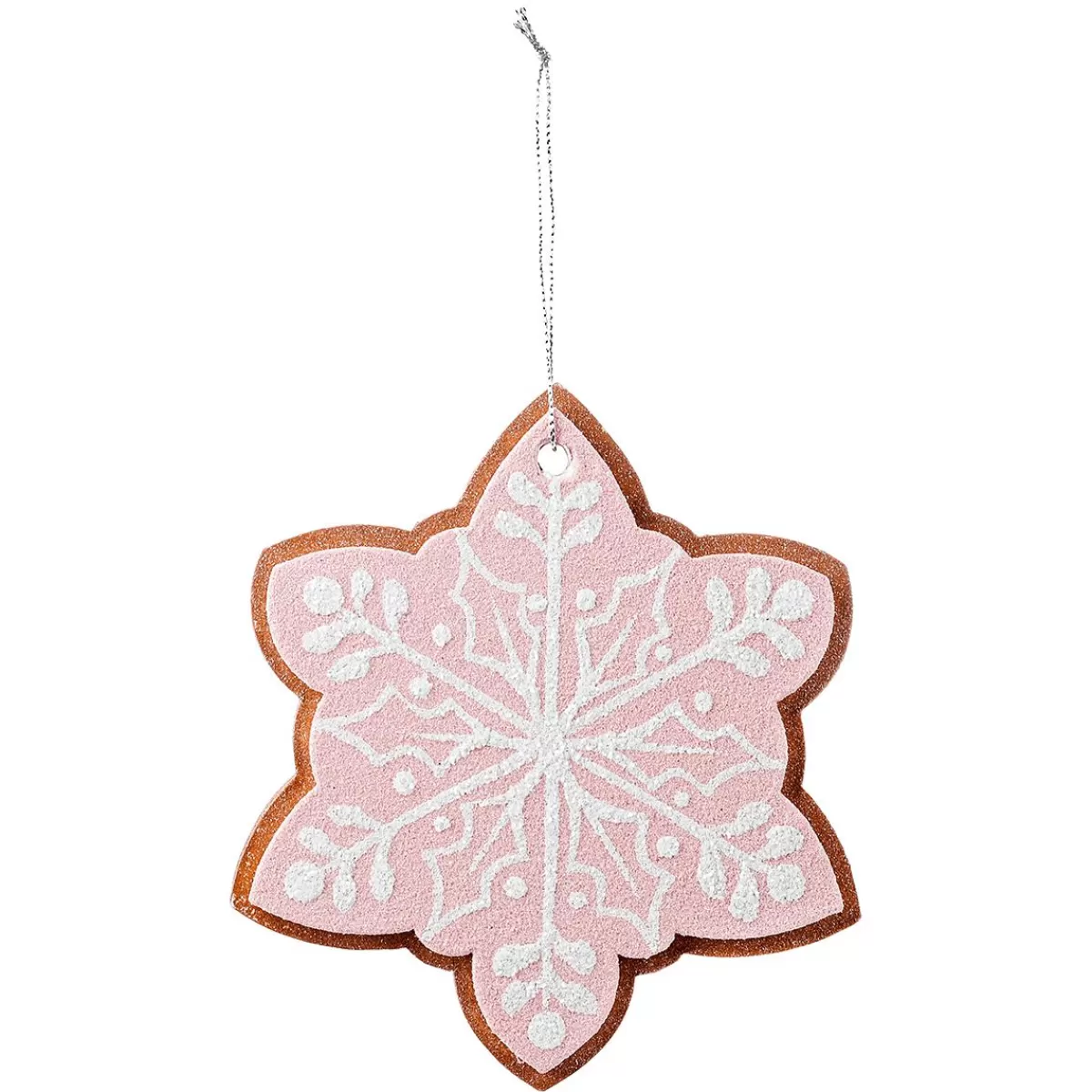 DecoWoerner Christmas Pendant Gingerbread Snowflake 14 Cm Ø 4 Pieces