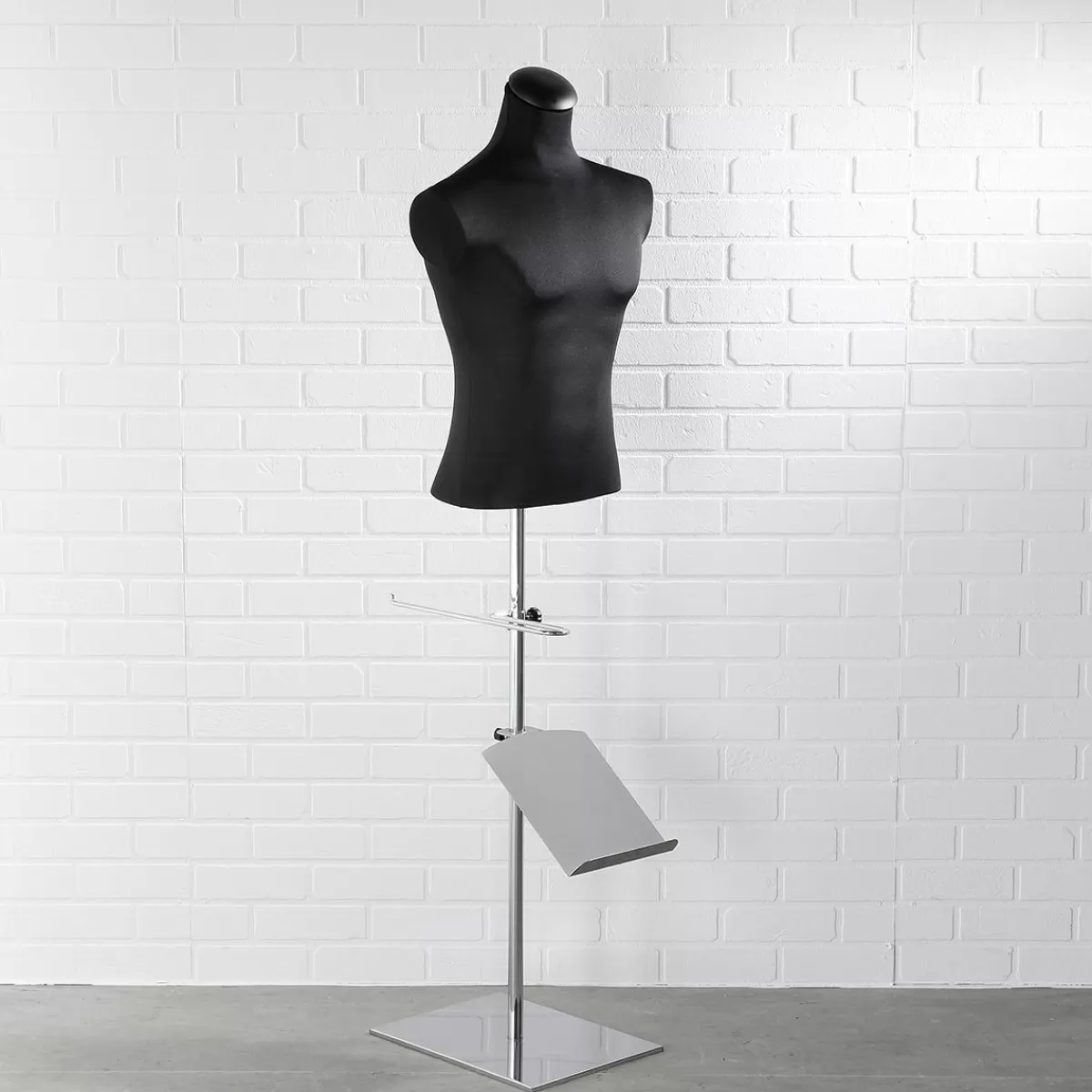 DecoWoerner Chrome Stand For Tailor's Busts With Shoe Presenter 40 X 40 X 100 Cm