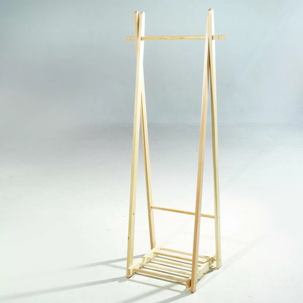 DecoWoerner Clothes Stand Wood, Natural, 153 X 60 Cm