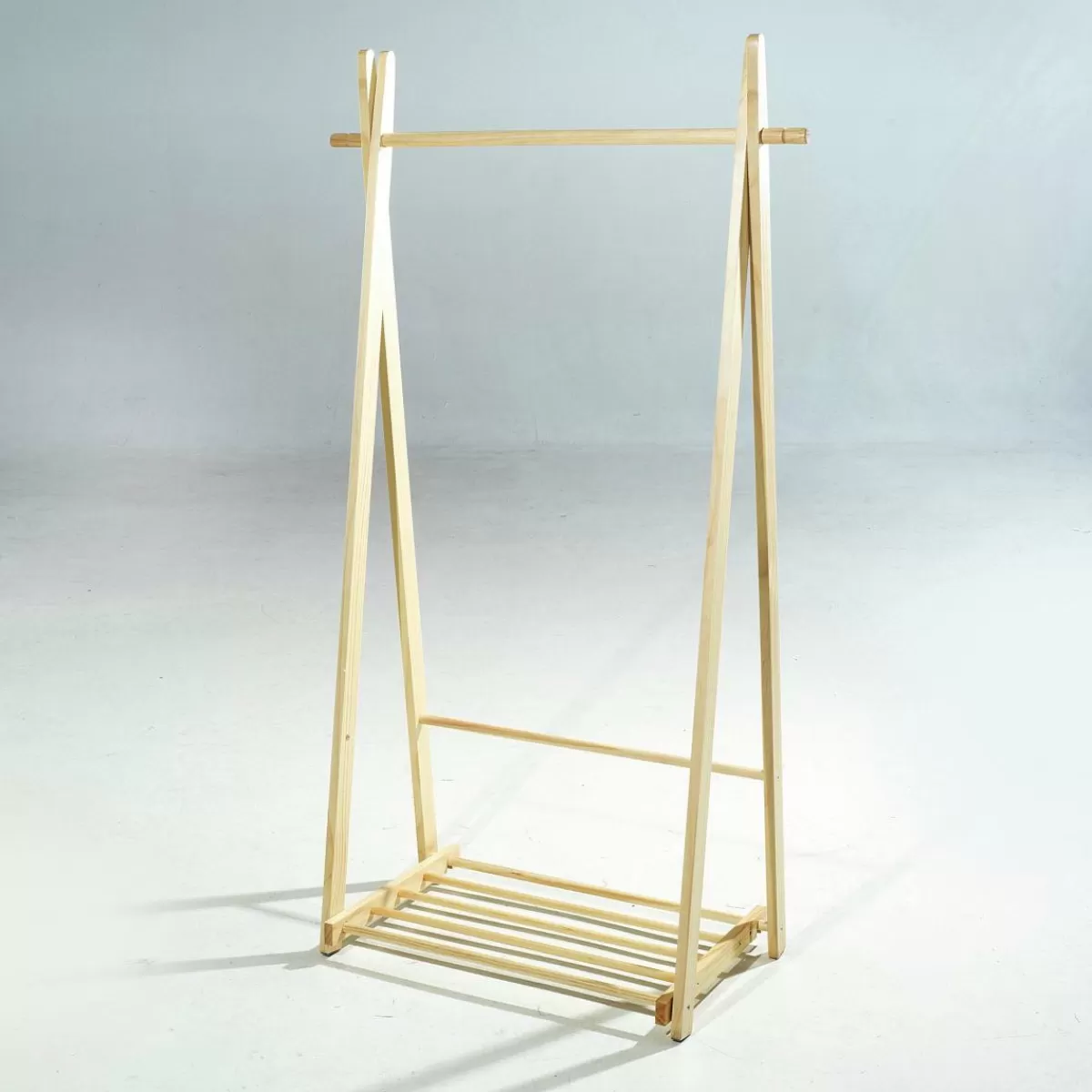 DecoWoerner Clothes Stand Wood, Natural, 153 X 85 Cm