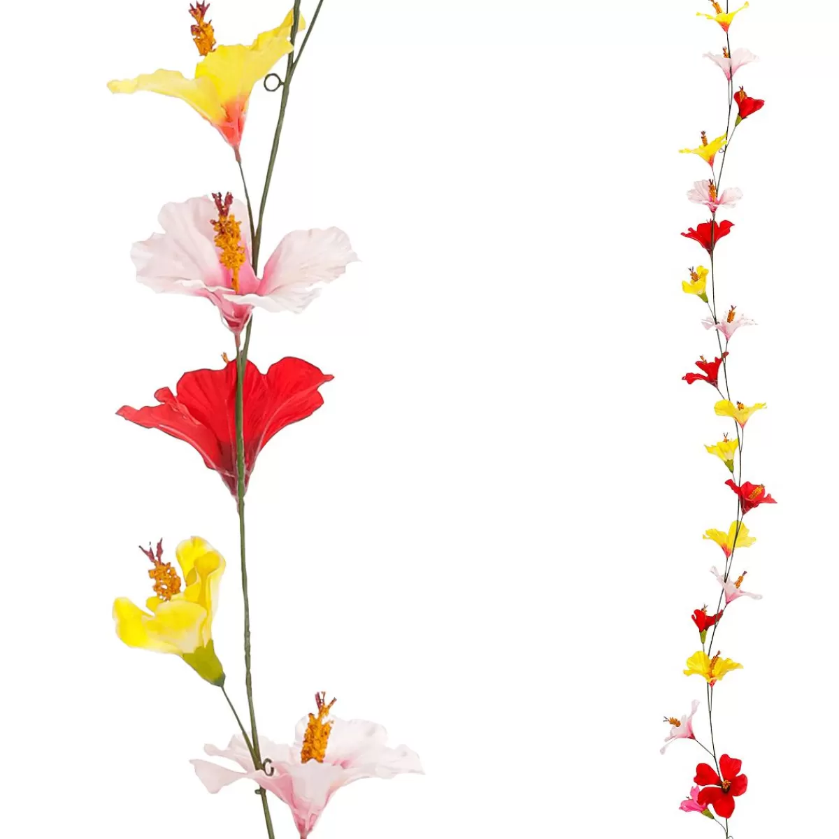 DecoWoerner Colourful Artificial Hibiscus Garland 180 Cm